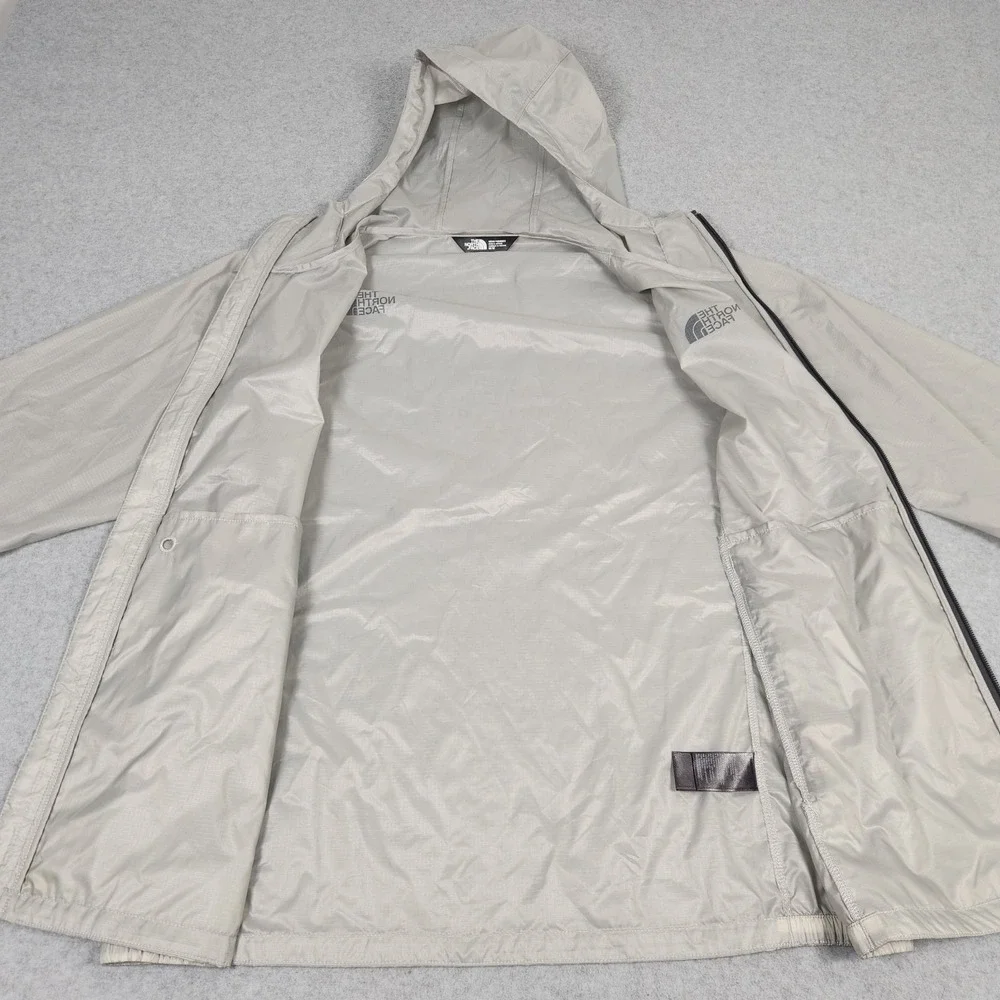 North Face Windbreaker Mens Medium Gray Light Packable Fullzip Hooded Ripstop